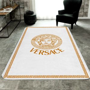 White Golden Versace Living Room Carpet And Rug 059
