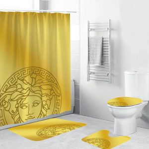 Yellow Background Versace Shower Curtain Set 040