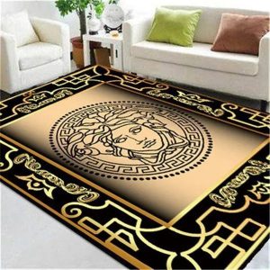 Yellow Versace Living Room Carpet And Rug 061