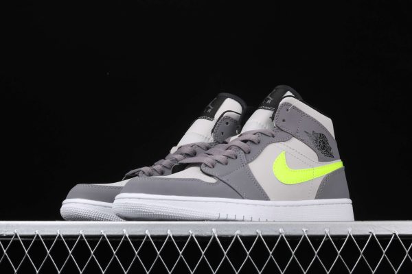 New Arrival AJ1 Mid 554724-072 Grey Volt