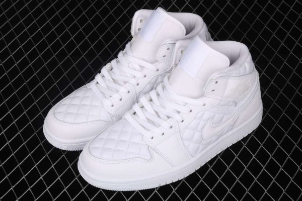 New Arrival AJ1 Mid DB6078-100 Quilted White